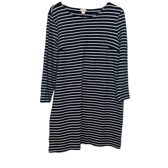 J. Crew Factory Dresses & Skirts - J.Crew factory striped dress navy blue and white cotton stretch size medium